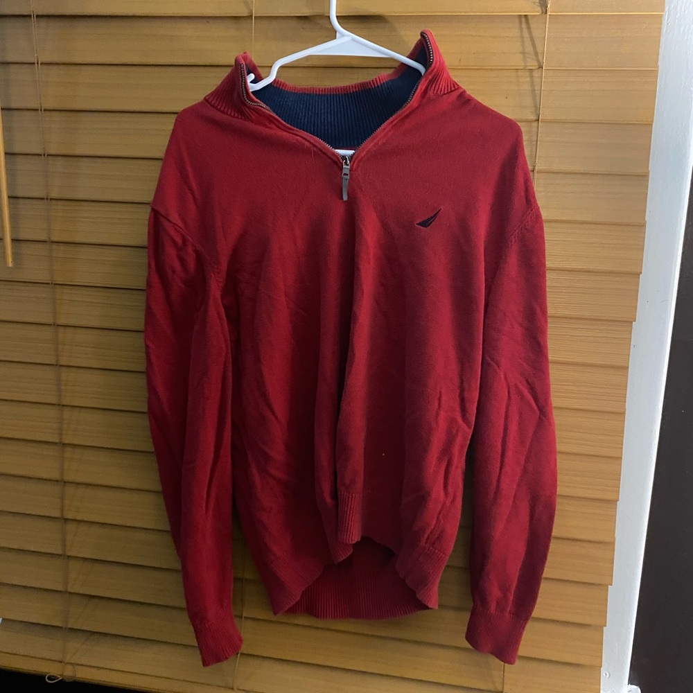 Nautica Men's Zip Up Red Sweater